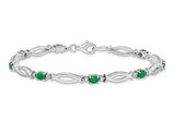 Sterling Silver Natural Green Emerald Infinity Bracelet 1.20 Carat (ctw)